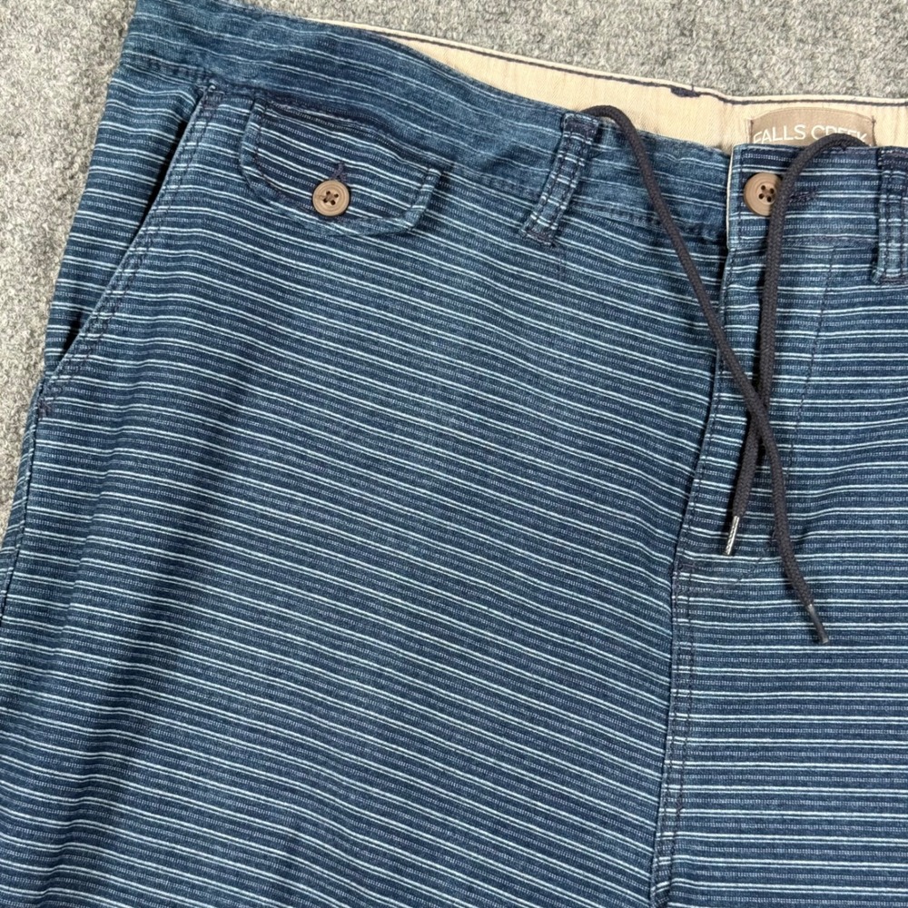 Falls Creek Coastal Striped Shorts Flat Front Casual Drawstring Blue 46 Summer